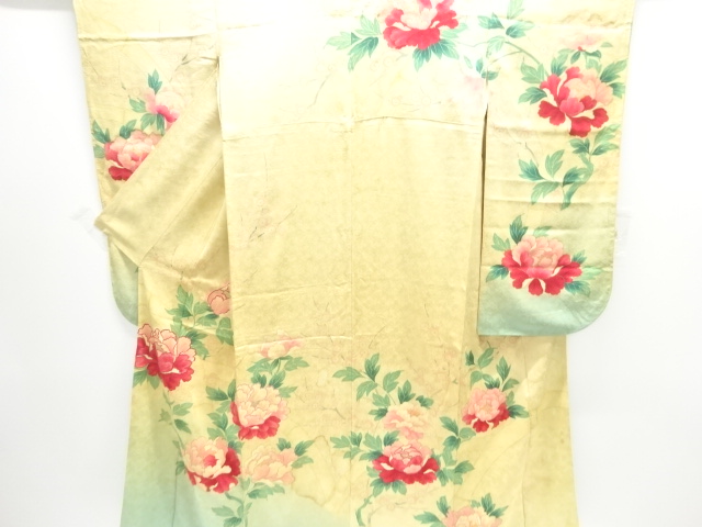 JAPANESE KIMONO / ANTIQUE FURISODE / SILK / EMBROIDERY / BRANCH UME